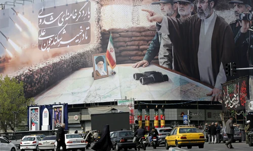 Afiș cu noul lider suprem în Teheran FOTO profimedia jpg