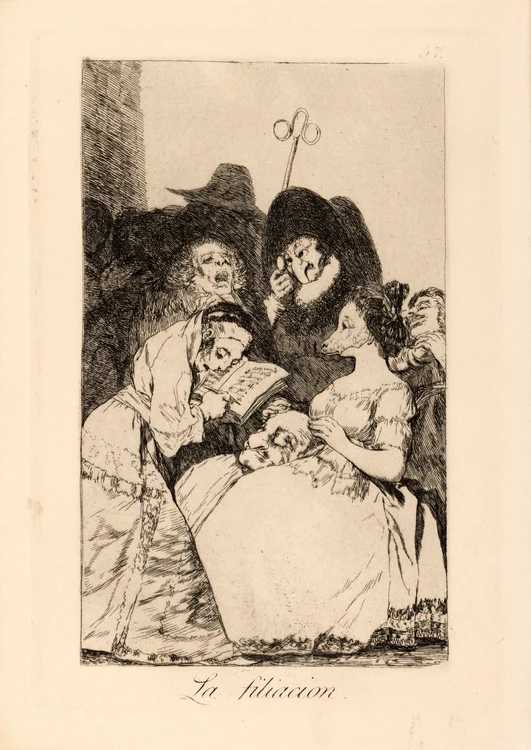 Lucrarea „Logodnă - Capriciul nr. 57”, semnată de Goya şi primită de Ceaușescu / foto: Artmark