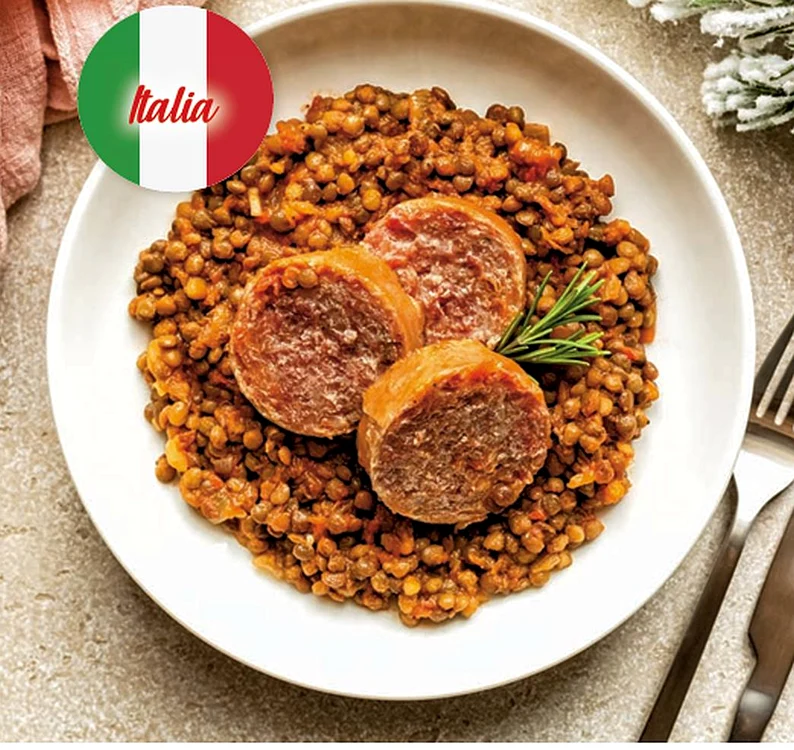 carnat cotechino pe pat de linte jpg