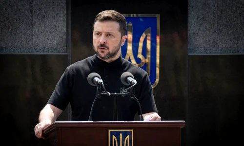Volodimir Zelenski la Universitatea Națională de Apărare din Kiev FOTO PROFIMEDIA
