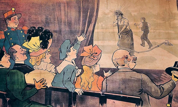 Calendar 28 decembrie: 1895   În cafeneaua „Grand Café” din Paris a avut loc prima proiecție de film realizată de frații Lumière jpeg