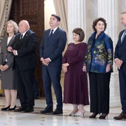 FOTO Mediafax. Jurământ judecători CCR: Elena Simina Tanasescu, Cristian Deliorga, Gheorghe Stan, Mihaela Ciochina, Laura Iulia Scantei si Dimitrie Bogdan Licu. 