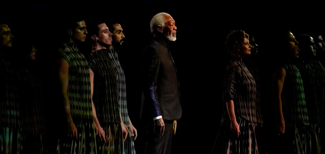Actorul Morgan Freeman, invitat-surpriză la festivitate de deschidere a Mondialului. Foto Profimedia