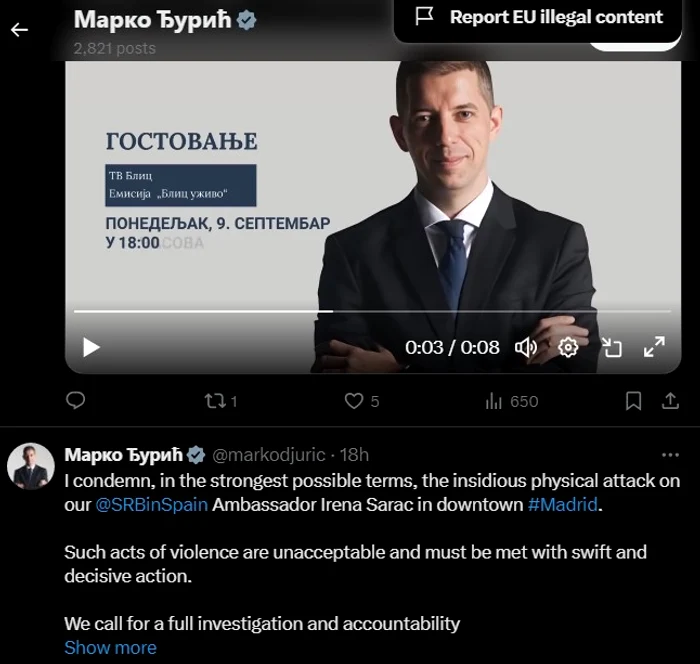 Ministrul sârb de Externe a reacţionat prompt, cu un mesaj pe X. Foto X