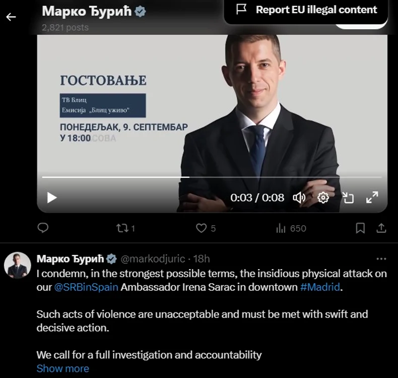 Ministrul sârb de Externe a reacţionat prompt, cu un mesaj pe X. Foto X