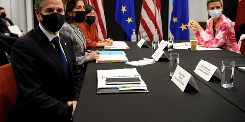 Antony Blinken - Gina Raimondo - Katherine Tai - Valdis Dombrovskis - Margrethe Vestager - 29 sep 2021 / FOTO AFP