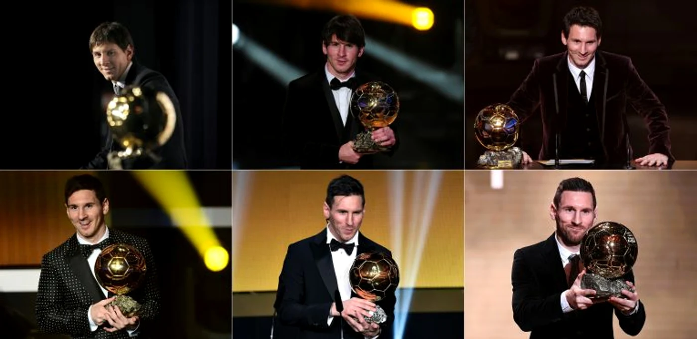 
    Lionel Messi si cele 6 Baloane de Aur cucerite din 2009 in 2019FOTO: AFP  