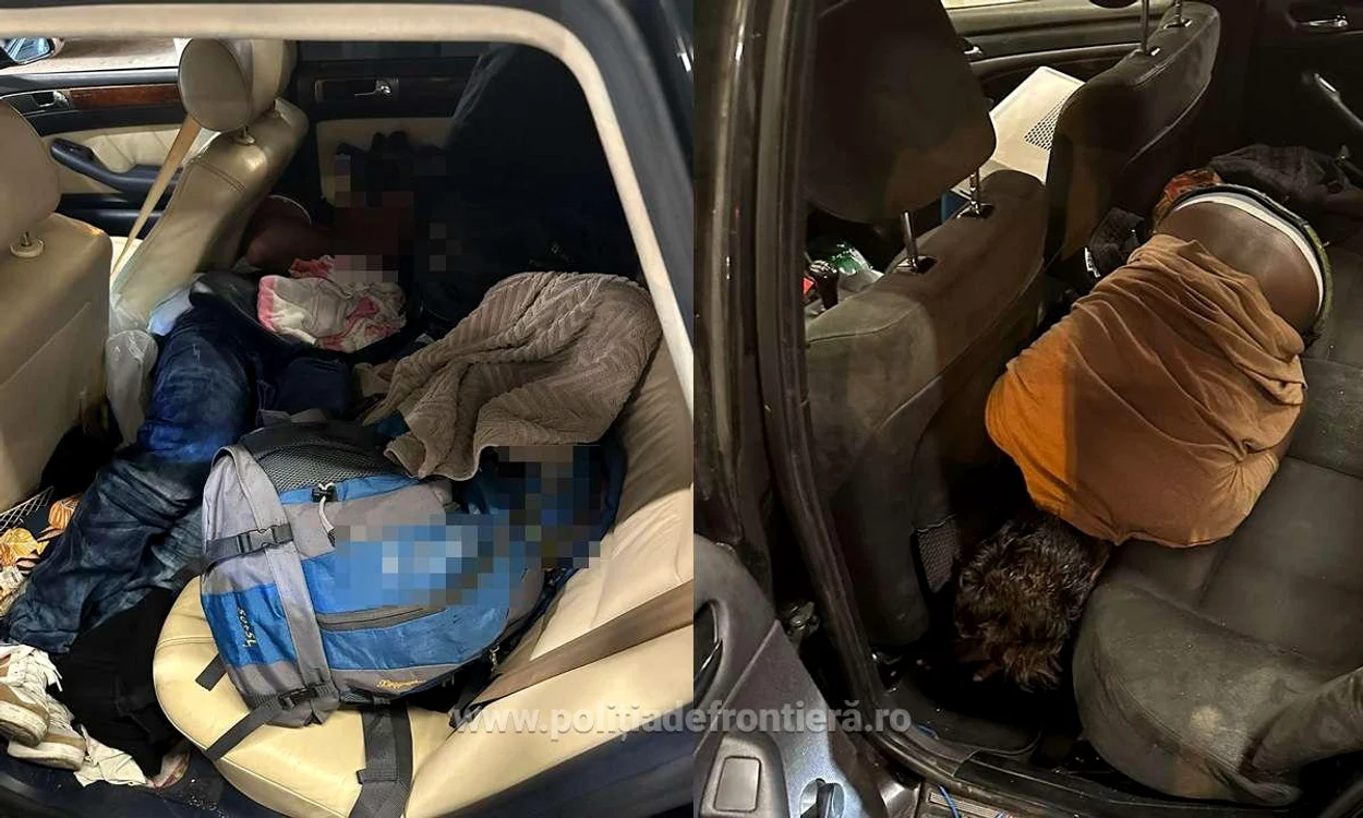 Erau ascunși în mașini FOTO Poliția de Frontieră 