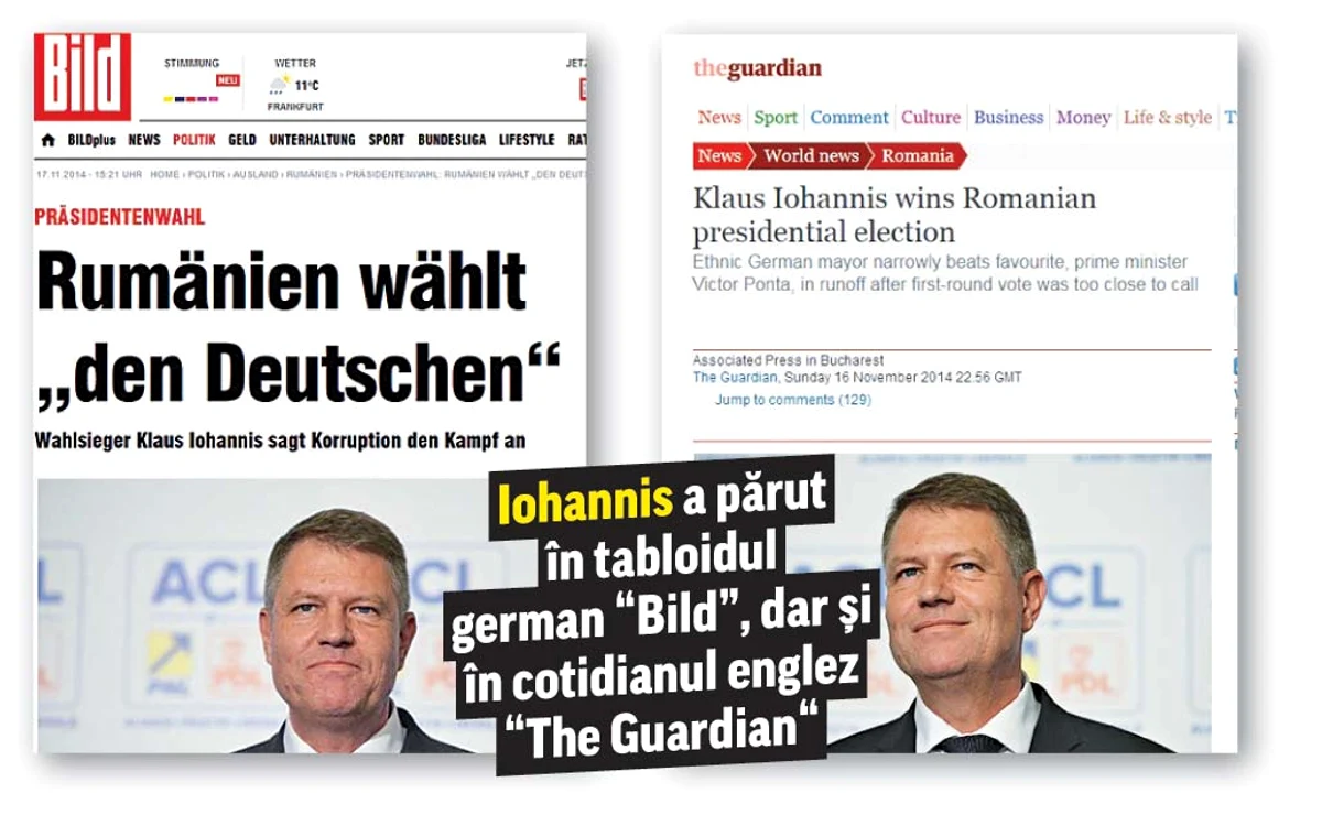 Iohannis a părut  în tabloidul  german “Bild”, dar şi  în cotidianul englez  “The Guardian“