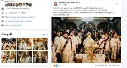 Comentarii la decizia Arhiepiscopiei Tomisului de a percepe bani pentru pomelnice