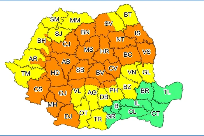 Harta avertizărilor. FOTO ANM