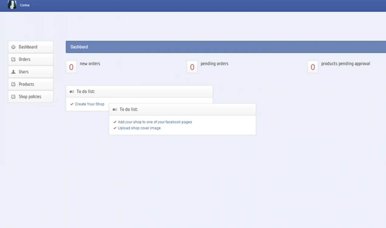 the shop page