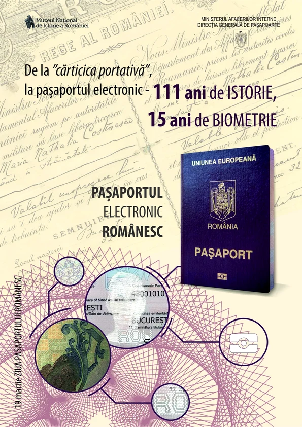 „19 martie – Ziua pașaportului românesc. De la ,,cărticica portativă”, la pașaportul electronic – 111 ani de istorie și 15 ani de biometrie”