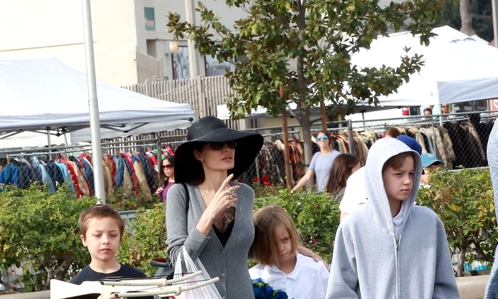 Angelina Jolie and her kids enjoy a day at the Rose Bowl Flea Market jpeg