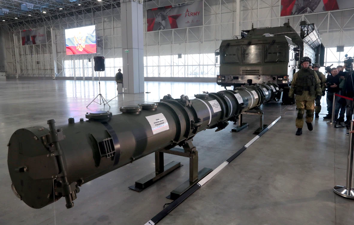 Racheta de croazieră 9M729 la o expoziție militară de la Moscova, în 2019 FOTO EPA-EFE