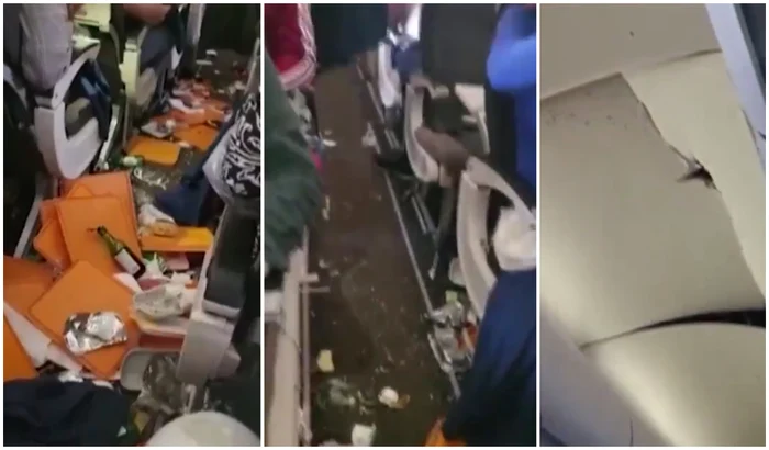 Avionul a trecut printr-o zonă cu turbulențe Foto captură video 