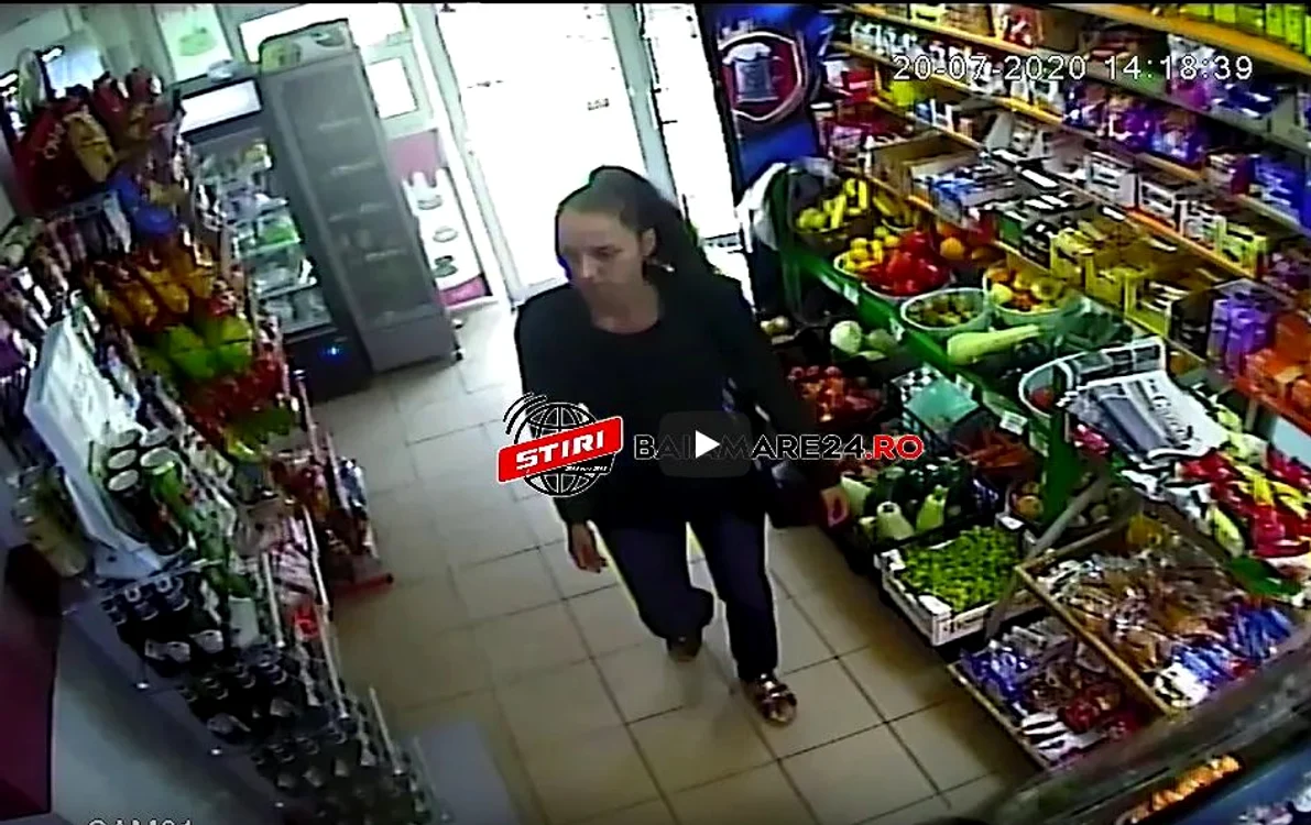 
    În imagini se vede cum femeia intră în magazin pentru a plăti mai multe facturiFoto: baiamare24.ro  