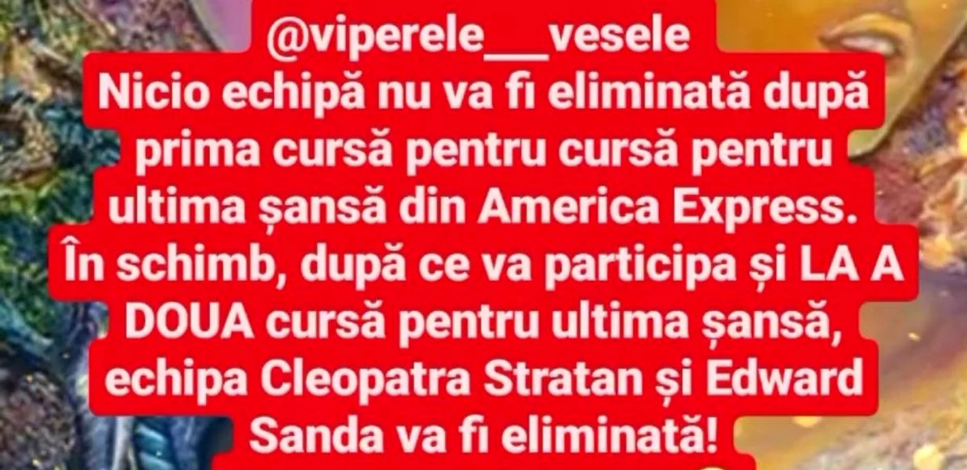 Potrivit „viperelor vesele”, echipa Edward și Cleopatra Stratan va fi eliminată / Foto: Instagram
