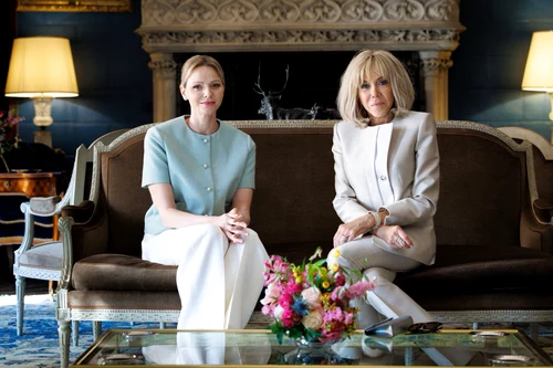 Prințesa Charlène și Brigitte Macron în Palatul Princiar din Monaco. FOTO: Micha ël Alesi/Palatul Princiar