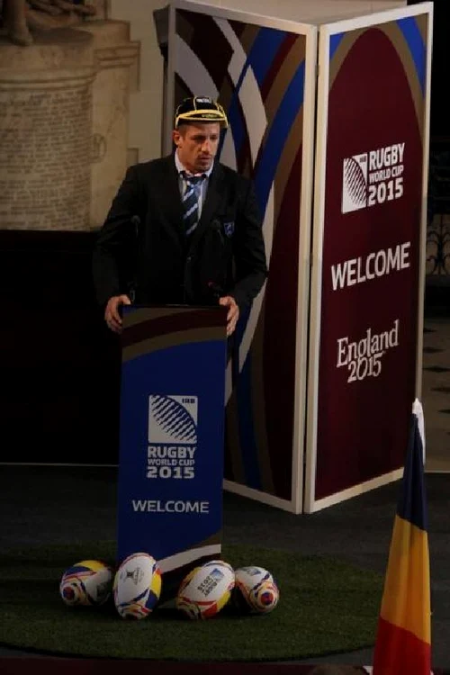 Capitanul nationalei Romaniei, Mihai Macovei, in timpul discursului sau