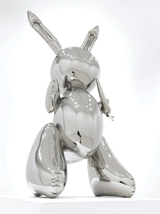 layful rabbit sculpture by Jeff Koons has become the most expensive work by a living artist ever to sell at auction. The American artist's "Rabbit