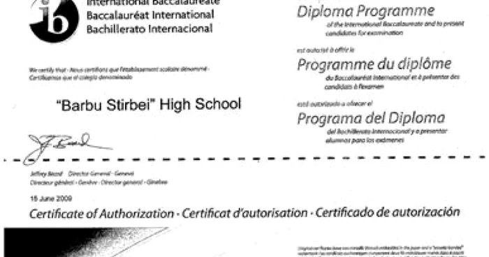 O realizare istorică în educaţie: C.N. "Barbu Ştirbei" Călăraşi - singura şcoală publică din România acreditată IB! Partener CSR: Tenaris Silcotub