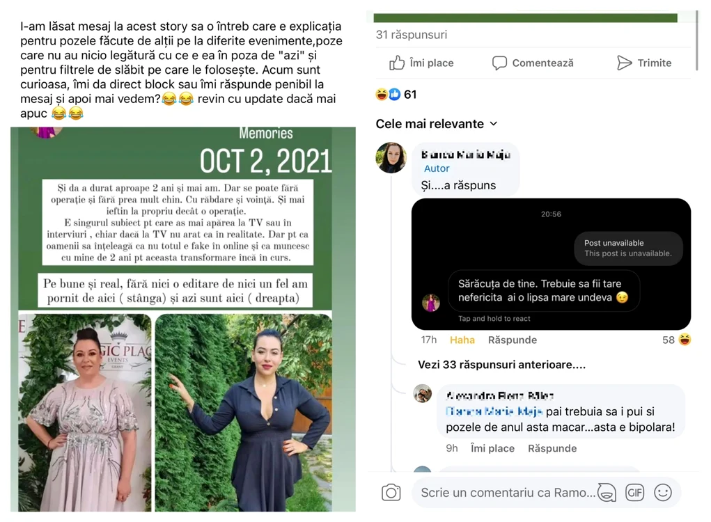 Oana se ceartă din nou cu internauții / foto: Facebook