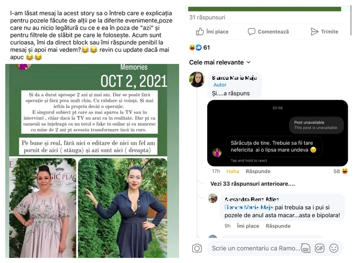 Oana se ceartă din nou cu internauții / foto: Facebook