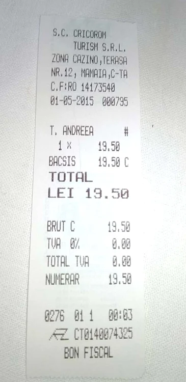 bon fiscal terasa mamaia