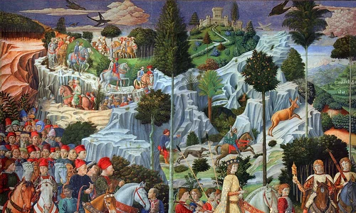 Membri ai familiei de Medici, reprezentați într-un tablou alegoric de Benozzo Gozzoli (© Wikimedia Commons) 