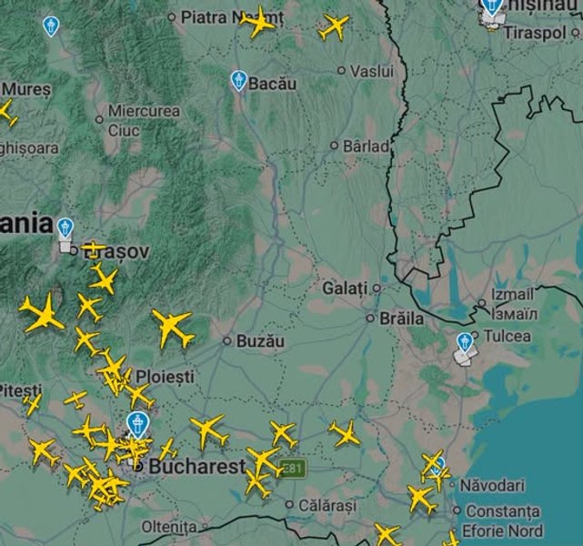 Spațiul aerian din sud-estul României, închis temporar deasupra a cinci județe după incidentul cu drona doborâtă la Buzău