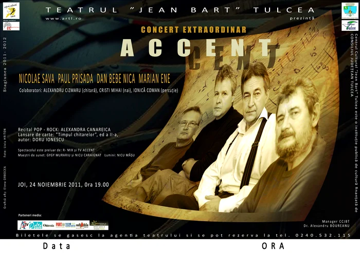Concertul Accent are loc joi, 24 noiembrie, la Teatrul Jean Bart