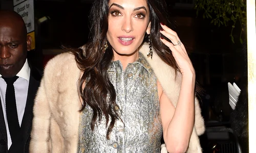 Amal Clooney Leaving Charlotte Tilburys Xmas Party jpeg