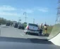 Un crater uriaș a apărut pe drumul județean DJ226, între localitățile Năvodari și Lumina / foto: captură video