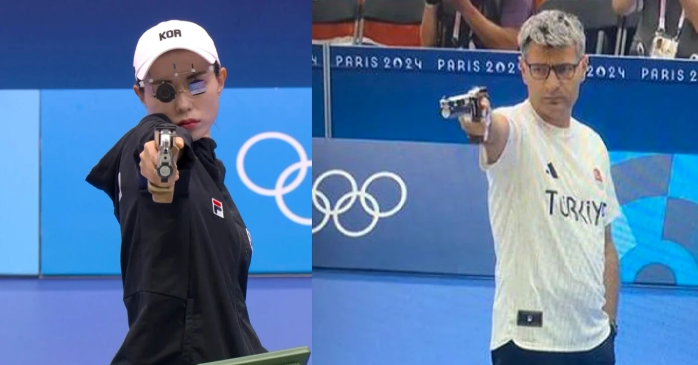 Yusuf Dikec și Kim Ye Ji la proba de tir a Jocurilor Olimpice FOTO @Olympics / X