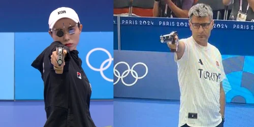 Yusuf Dikec și Kim Ye Ji la proba de tir a Jocurilor Olimpice FOTO @Olympics / X