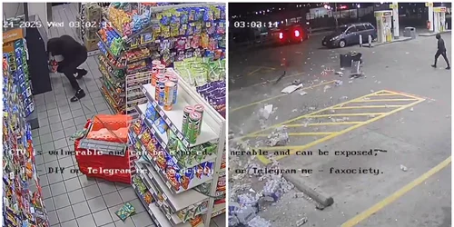 Doi indivizi au încercat să fure un bancomat dintr-un magazin dar l-au pierdut pe drum FOTO: X/@cooktx