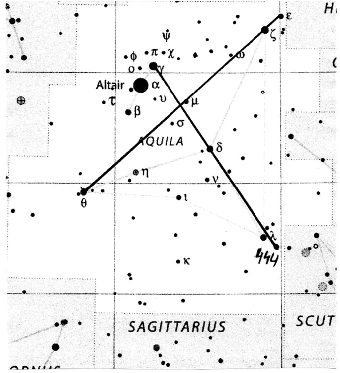 Fig. 13. Reprezentarea cuvântului “brahma” în constelația Acvila.