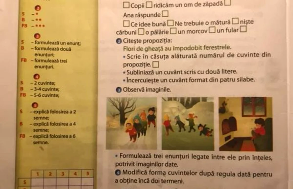 Cerinţele pe care familia elevului spune că le-a primit în lucrare copilul lor.