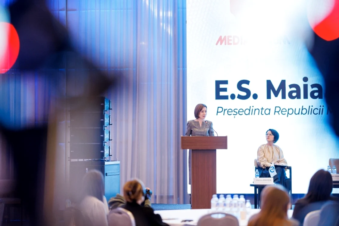 Maia Sandu a făcut declarațiile în cadrul Forumului Mass-Media 2025. FOTO: Presedinte.md