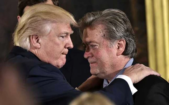 Steve Bannon (dreapta), într-un moment de împlinire alături de Donald Trump FOTO Arhivă