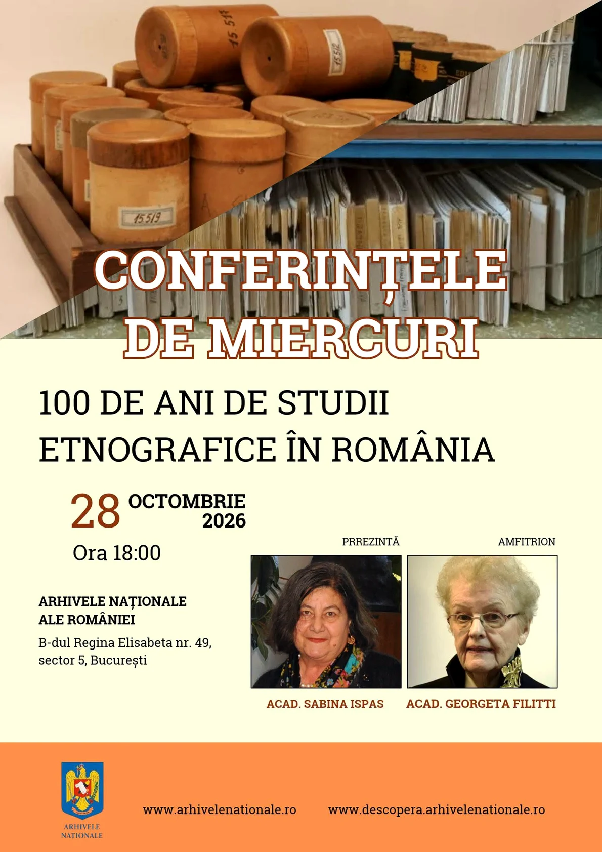 „100 de ani de studii etnografice în România”, conferința de miercuri la Arhivele Naționale ale României
