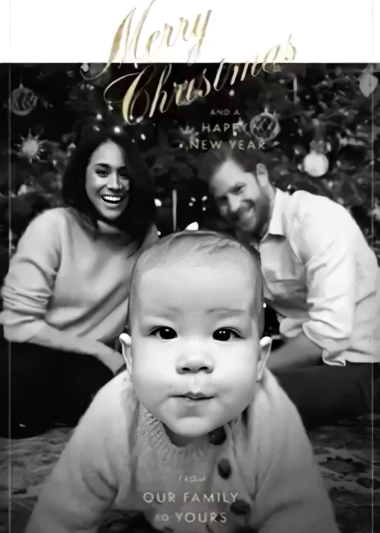 Felicitarea de Crăciun realizată anul trecut, cu Ducii de Sussex şi Archie foto: Instagram