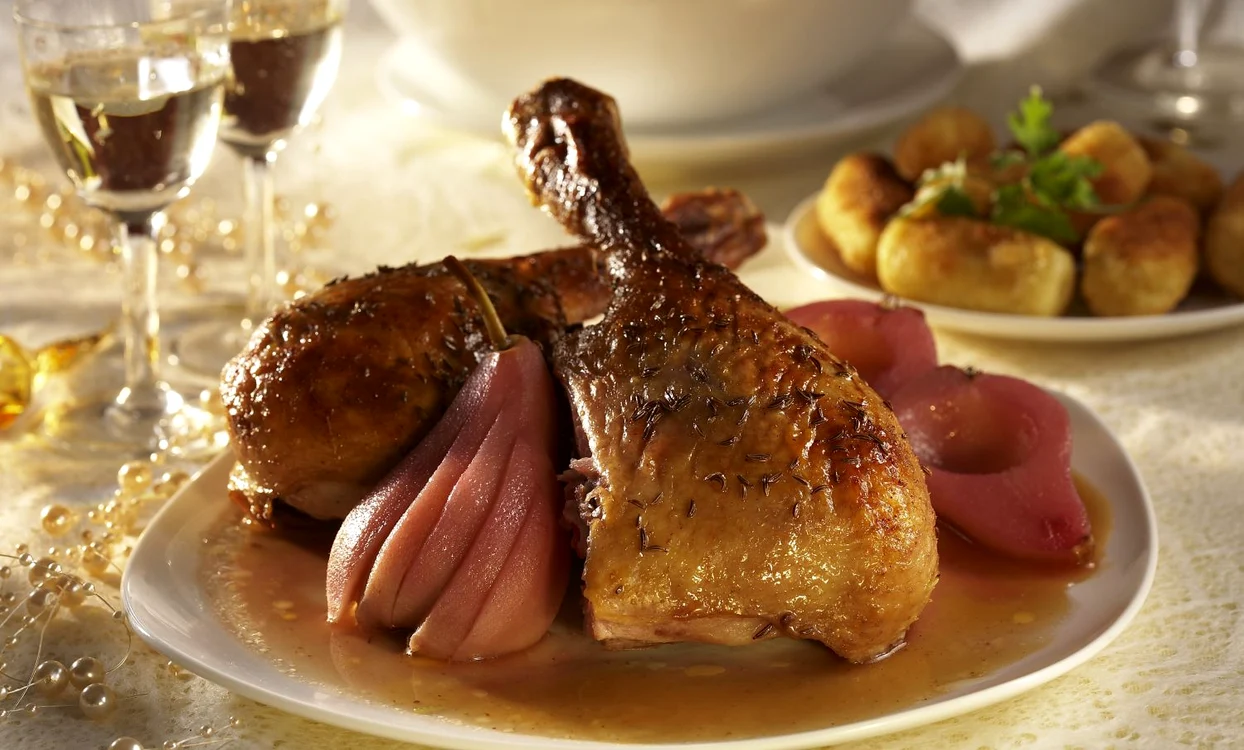 Goose Legs with Pears on Red Wine jpeg
