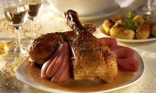 Goose Legs with Pears on Red Wine jpeg