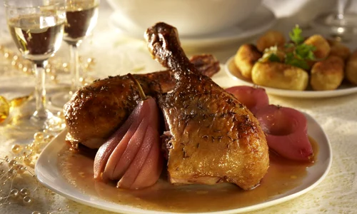Goose Legs with Pears on Red Wine jpeg