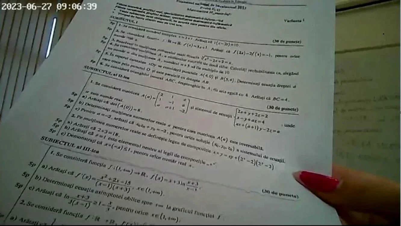 Subiectele la matematică la Bacalaureat 2023. Foto: Adevărul.