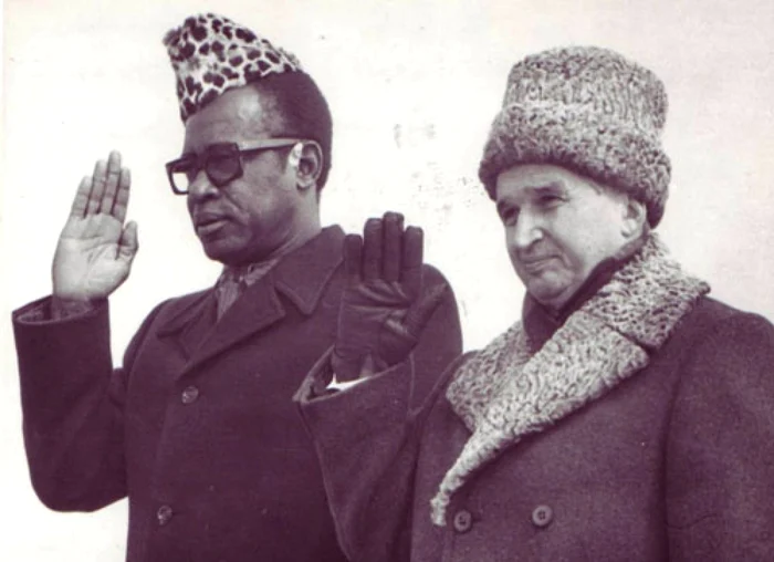 Nicolae Ceauşescu alături de „fratele” Mobutu Sese Seko