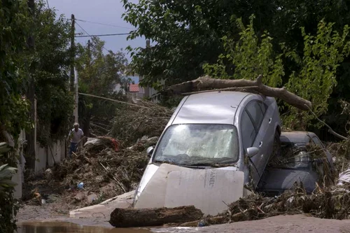 Inundaţiile au lovit insula Evia Grecia. FOTO Profimedia