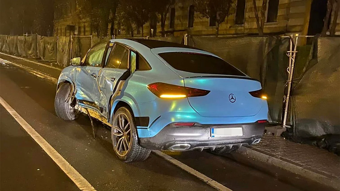 Mașina lui Culiță Sterp, după impact